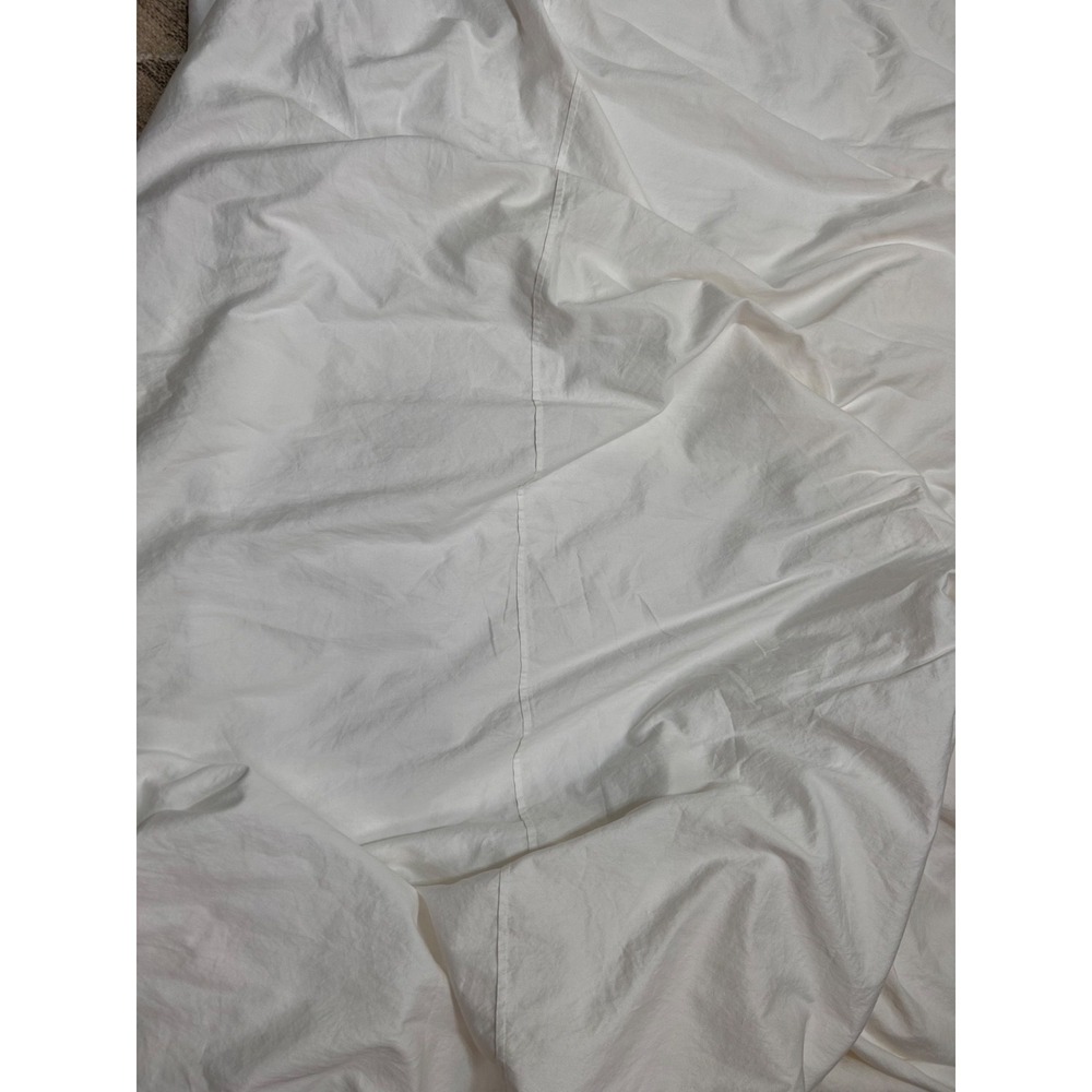 Pottery Barn Essential King Cal King Duvet Cover White Cotton w/ 2 Pleats 1 Flat - Picture 7 of 15